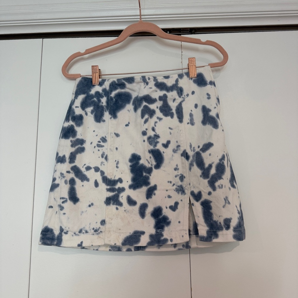 PacSun Blue and White A-Line Mini Skirt with Slit
